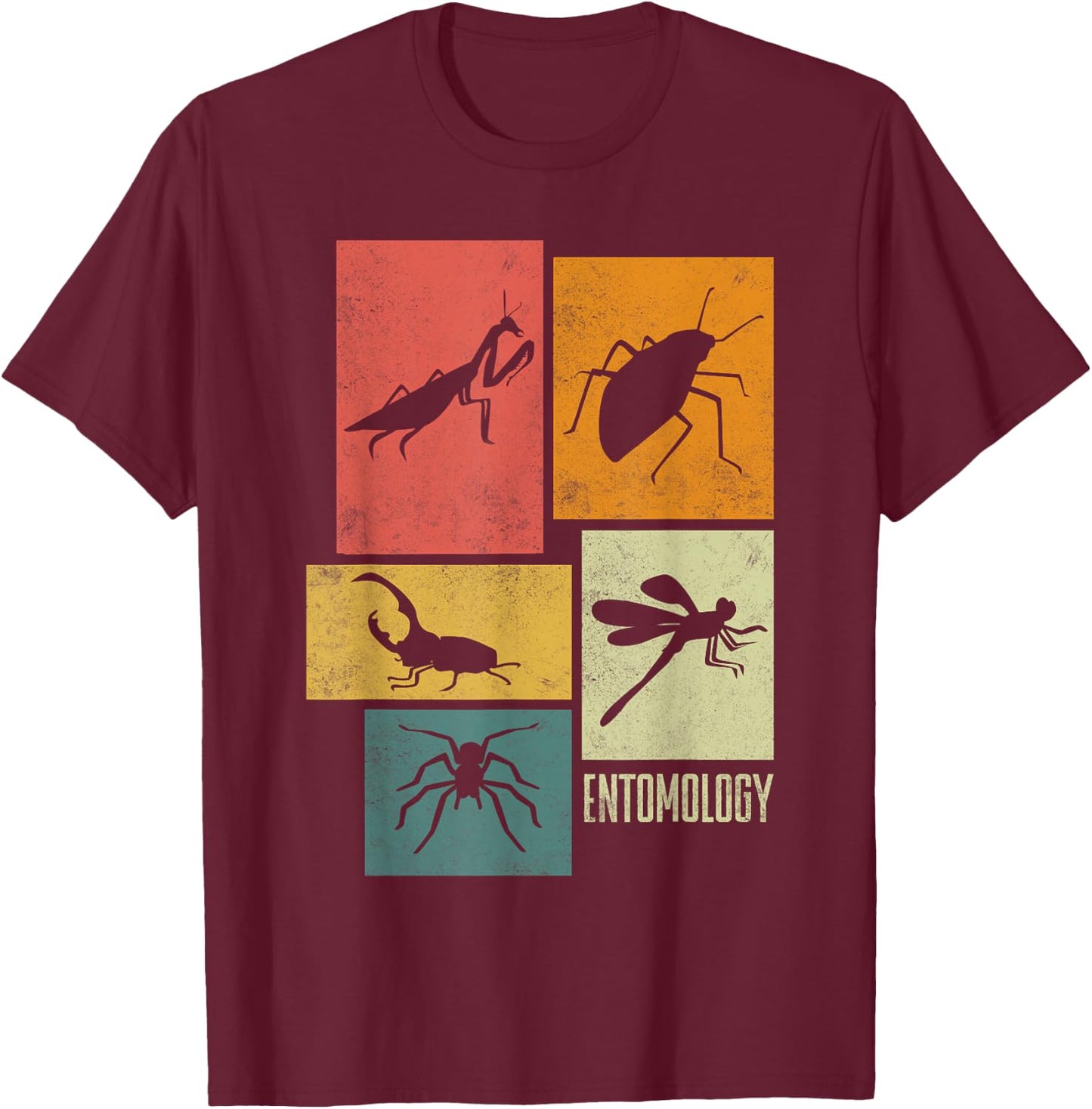 Entomologie Entomologe Insekten Silhouetten T-Shirt - T-Shirt | Maroon