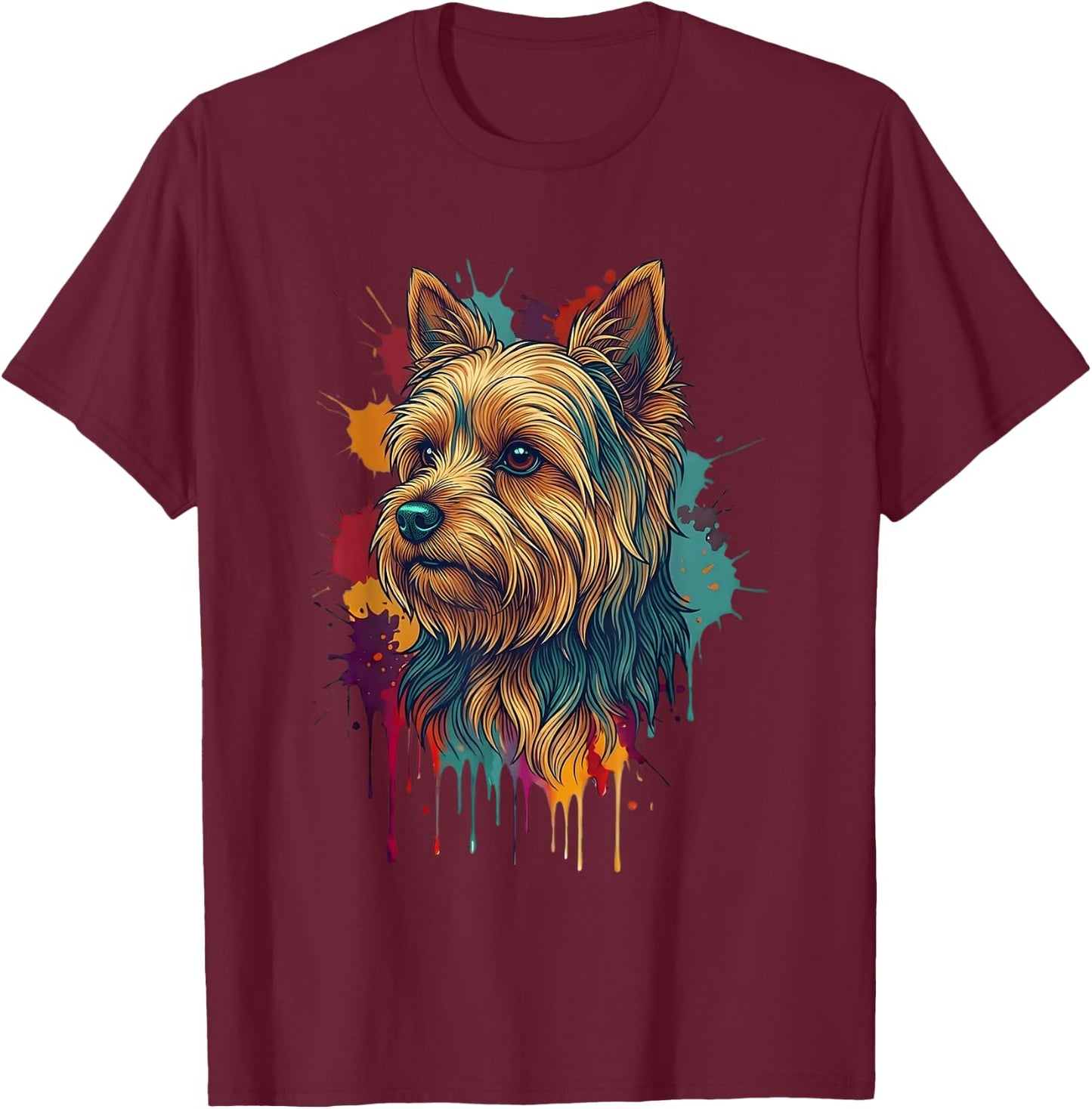 Yorkshire Terrier coloré T-Shirt - T-Shirt | Maroon