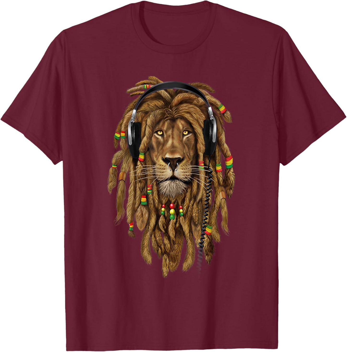Rasta Lion Dreadlock Jamaica Gift Rastafari lover T-Shirt - T-Shirt | Maroon