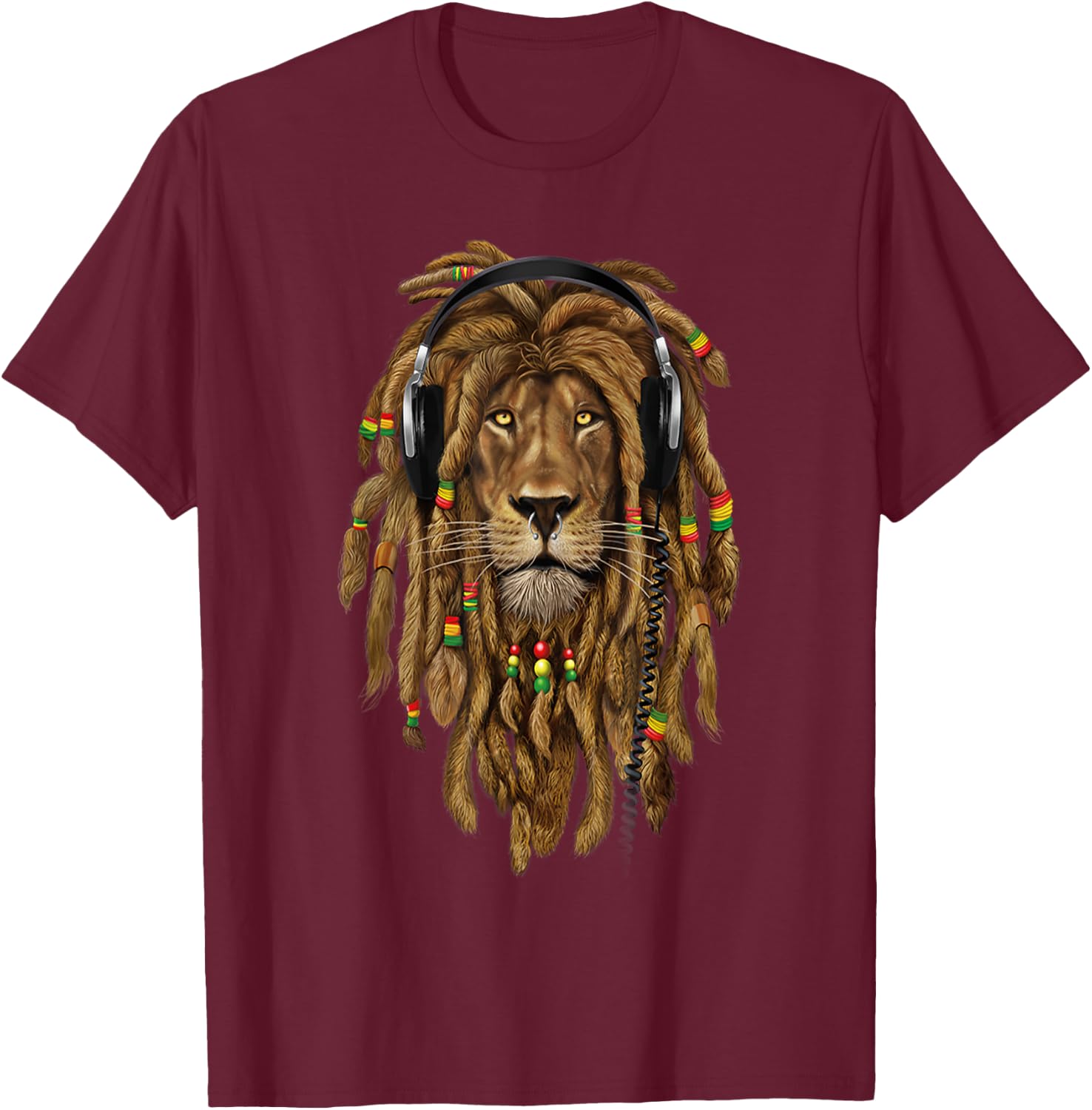 Rasta Lion Dreadlock Jamaica Gift Rastafari lover T-Shirt - T-Shirt | Maroon