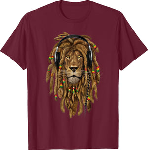 Rasta Lion Dreadlock Jamaica Gift Rastafari lover T-Shirt - T-Shirt | Maroon