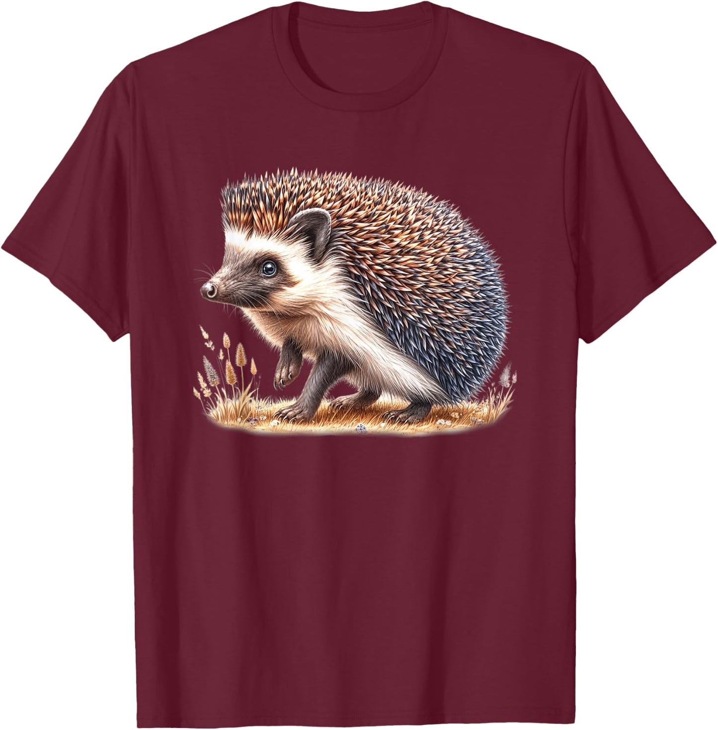 Hedgehog , Black, S T-Shirt - T-Shirt | Maroon