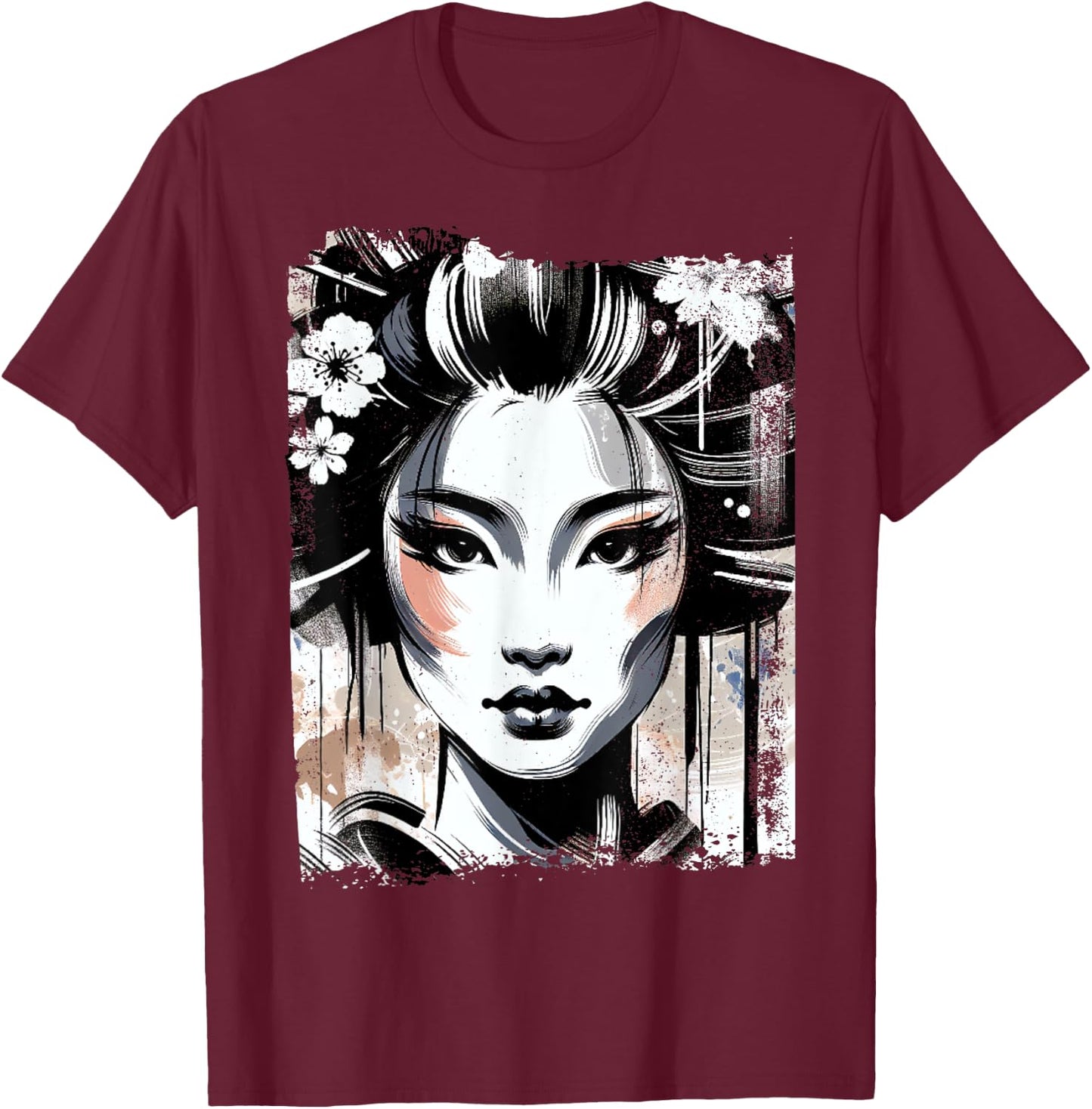 Geisha Vintage T-Shirt - T-Shirt | Maroon