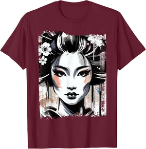 Geisha Vintage T-Shirt - T-Shirt | Maroon