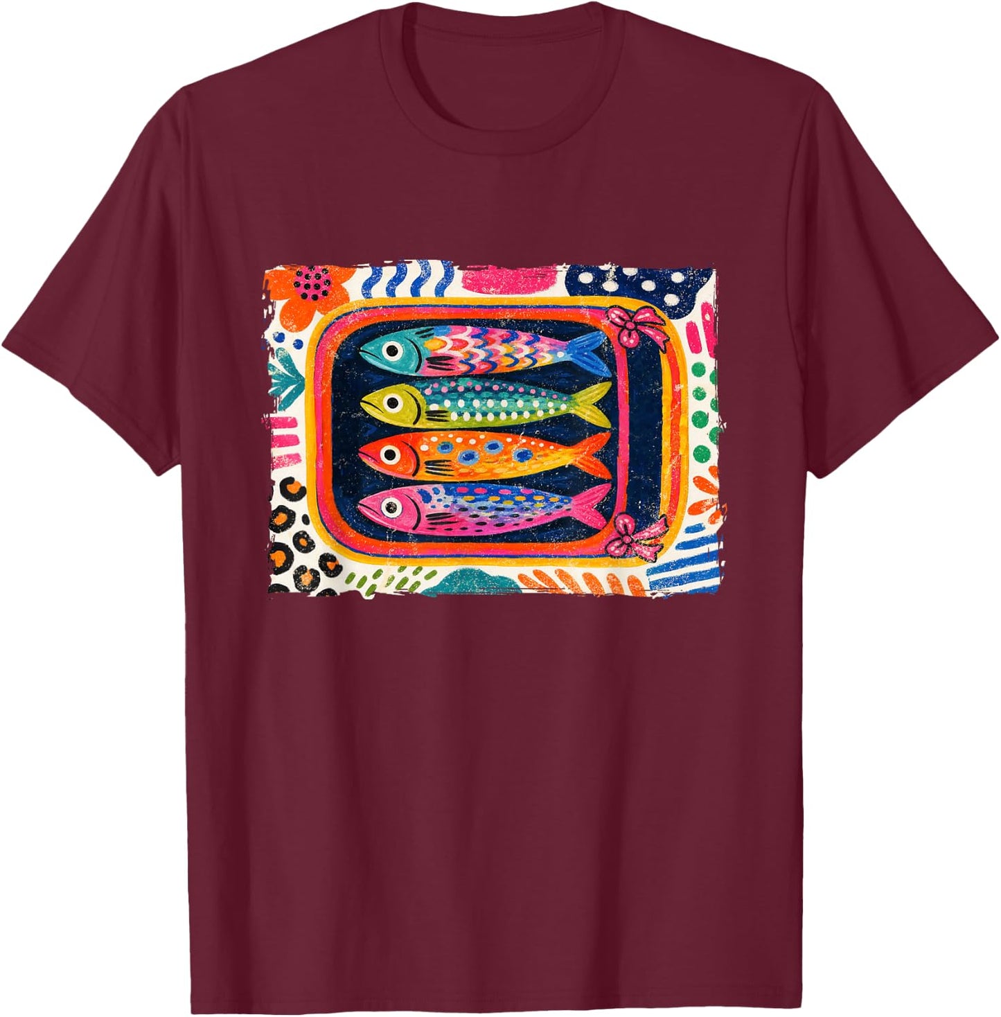 Summer Sardines Tinned Fish Coastal Aesthetic Beach Vacation T-Shirt - T-Shirt | Maroon