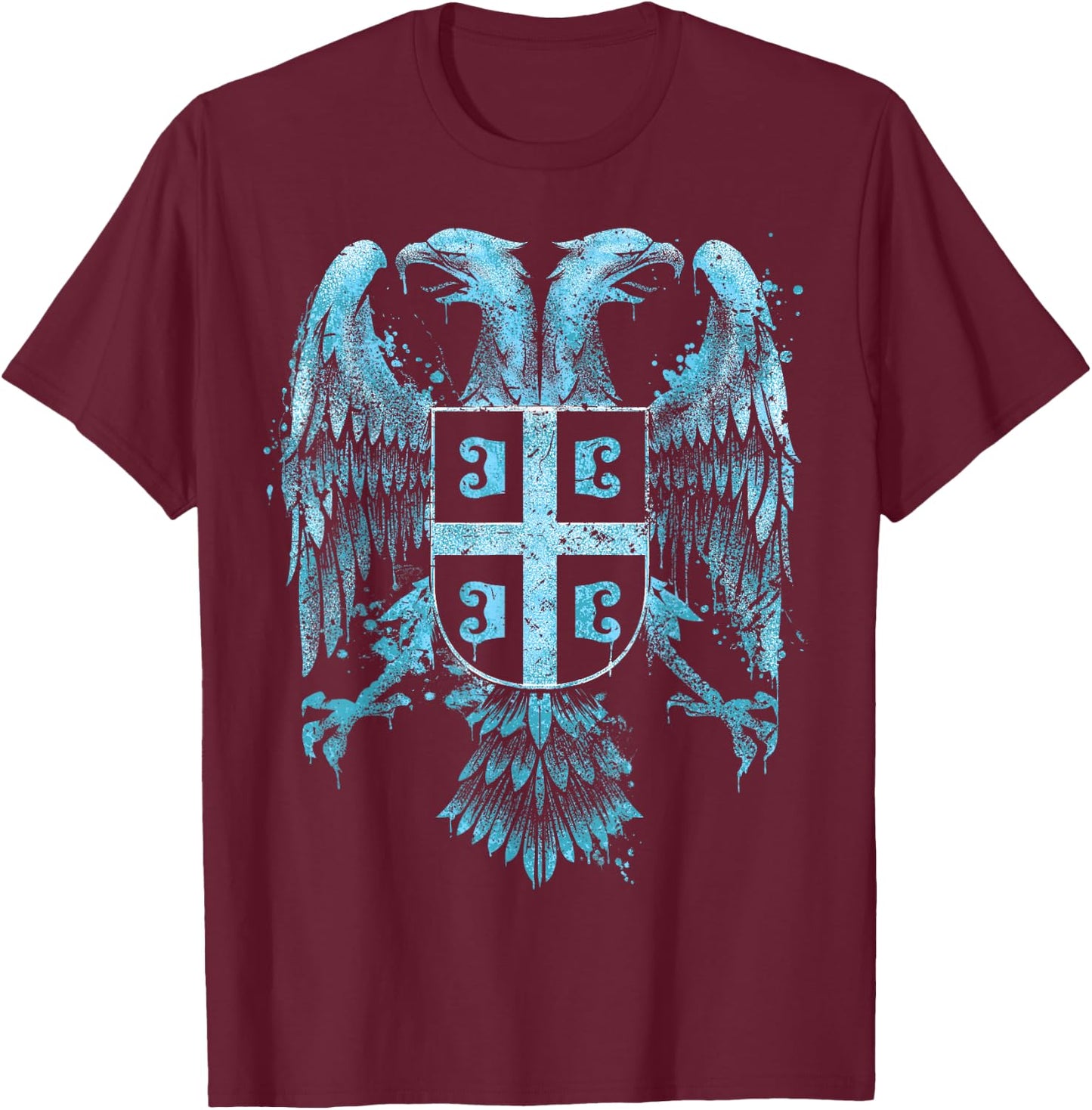 Serbian Double Headed Eagle Serbia Coat of Arms Fan T-Shirt - T-Shirt | Maroon