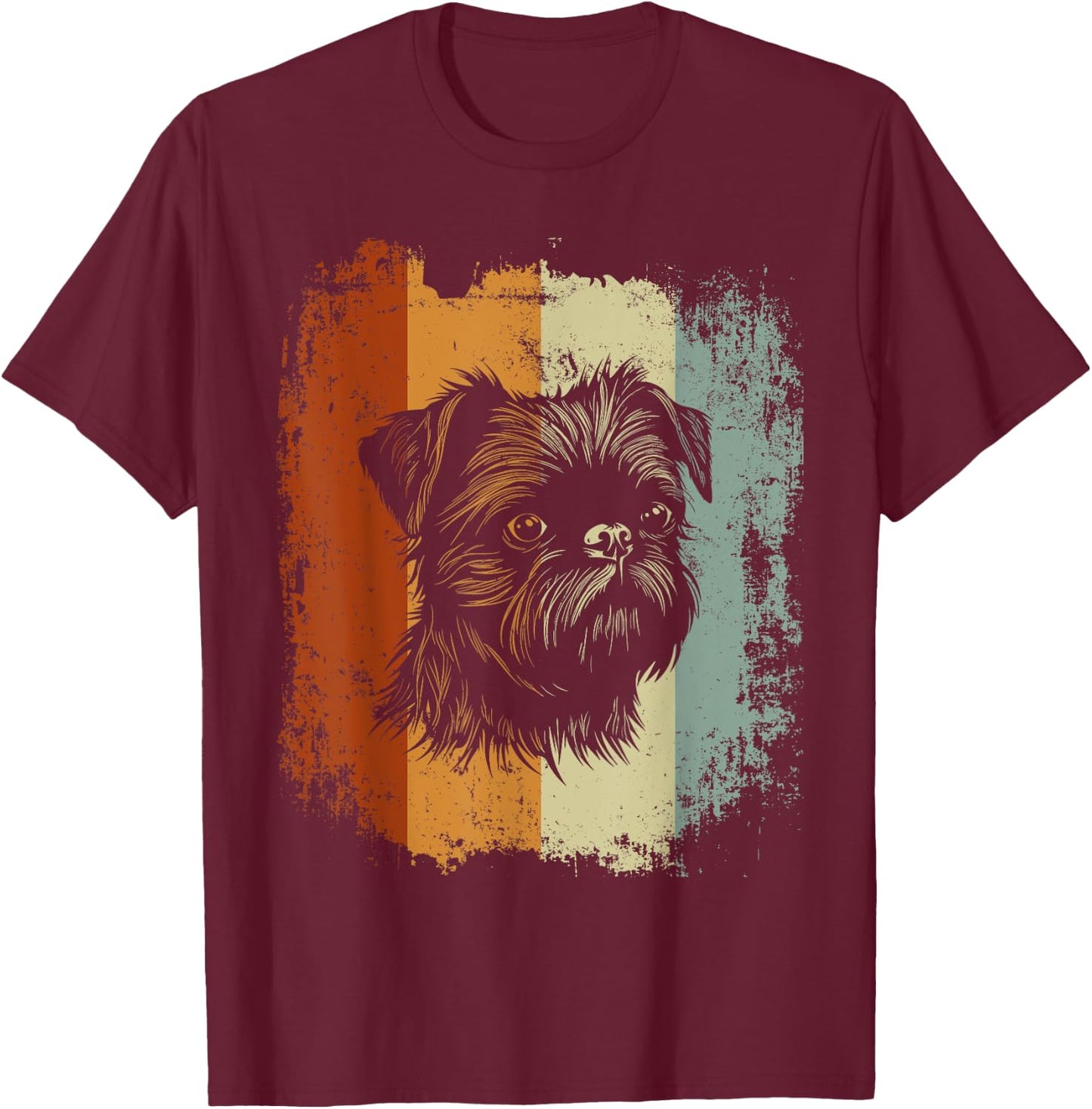 Retro Style Brussels Griffon Dog T-Shirt - T-Shirt | Maroon