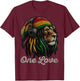 Jamaican Reggae Lion by Judah Rastafarian Lion , Black, S T-Shirt - T-Shirt | Maroon