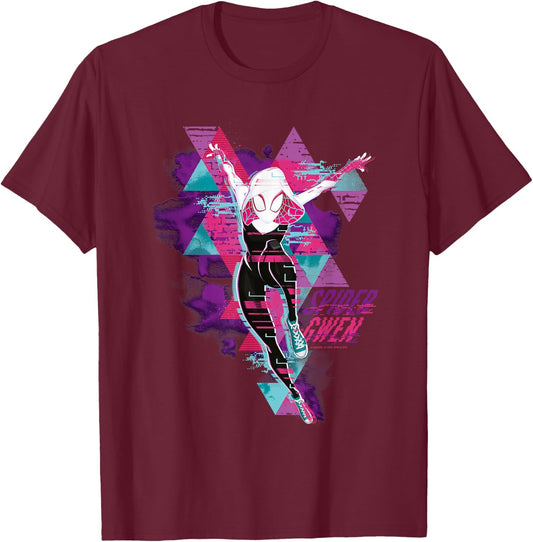 Marvel Spider-Man: Across the Spider-Verse Gwen Glitch , black T-Shirt - T-Shirt | Maroon