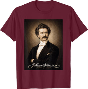 Johann Strauss Composser Pianist T-Shirt - T-Shirt | Maroon