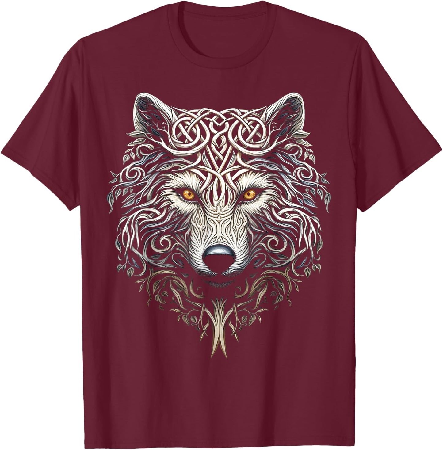 Wolf Art Pflanzen Baum Tierliebhaber Mandala Grafik Wolf T-Shirt - T-Shirt | Maroon