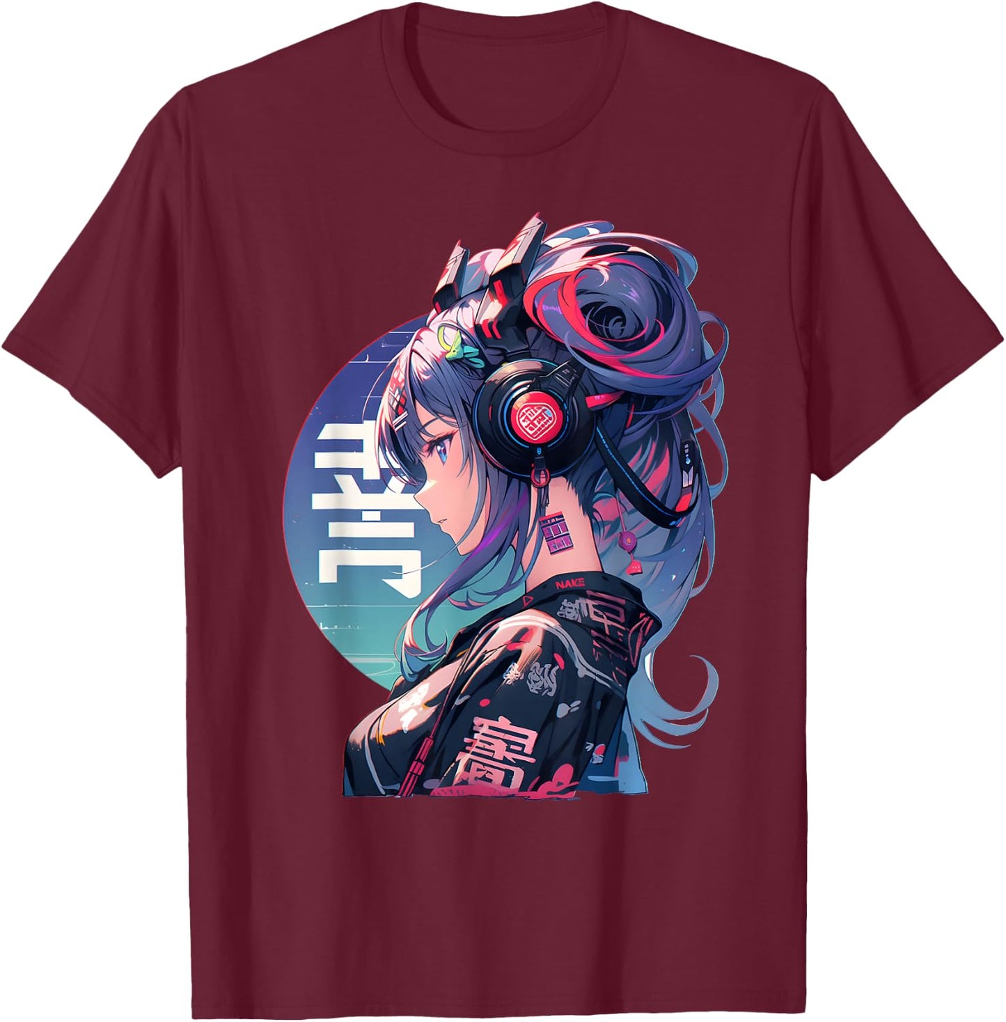 Manga Anime Aesthetic Cyberpunk Techwear Harajuku T-Shirt - T-Shirt | Maroon