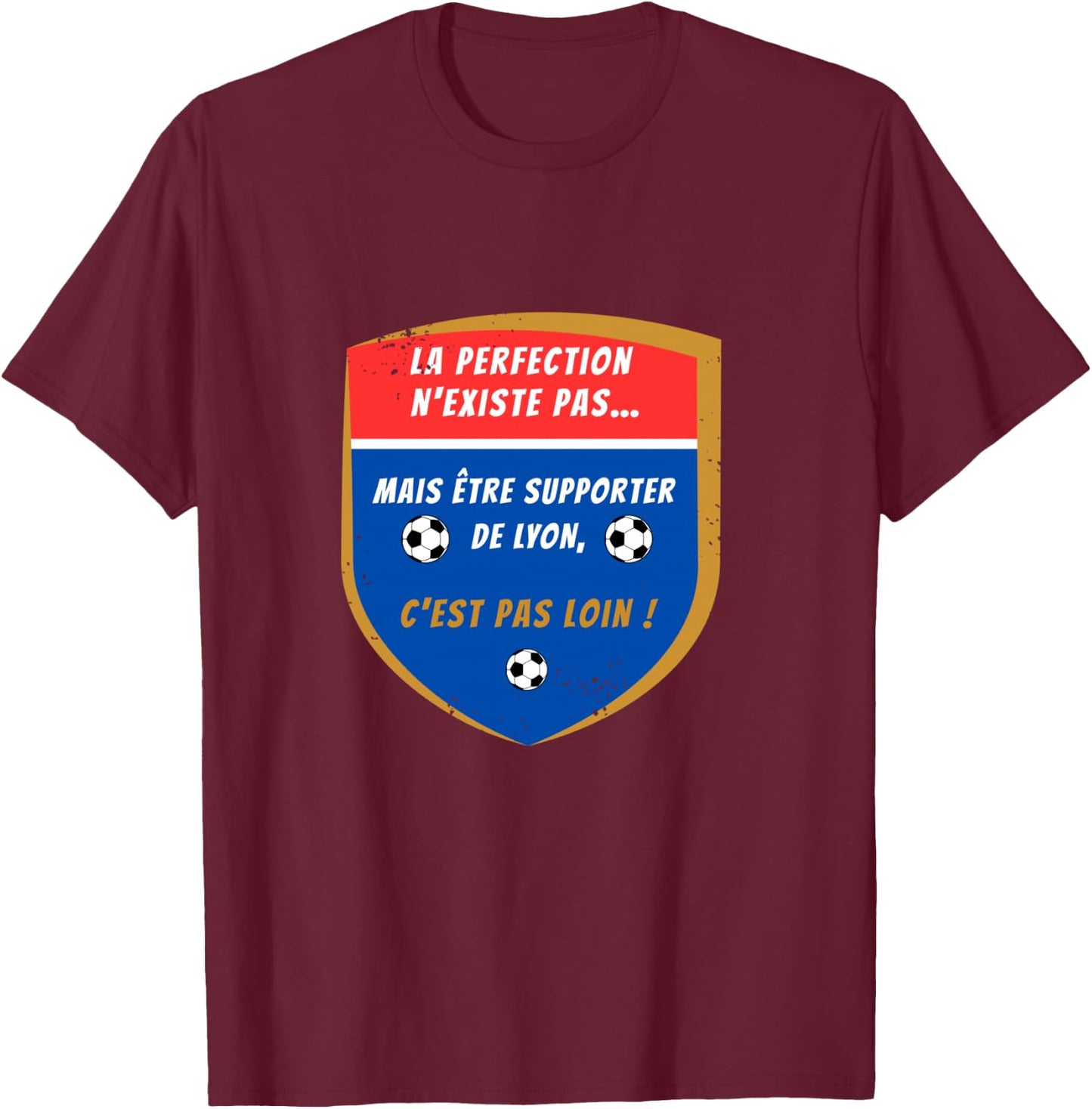 Lyon Football Supporter Gift, Black, S T-Shirt - T-Shirt | Maroon
