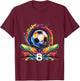 Children's 8th Birthday Boy 8 Years Football Gift , black T-Shirt - T-Shirt | Maroon