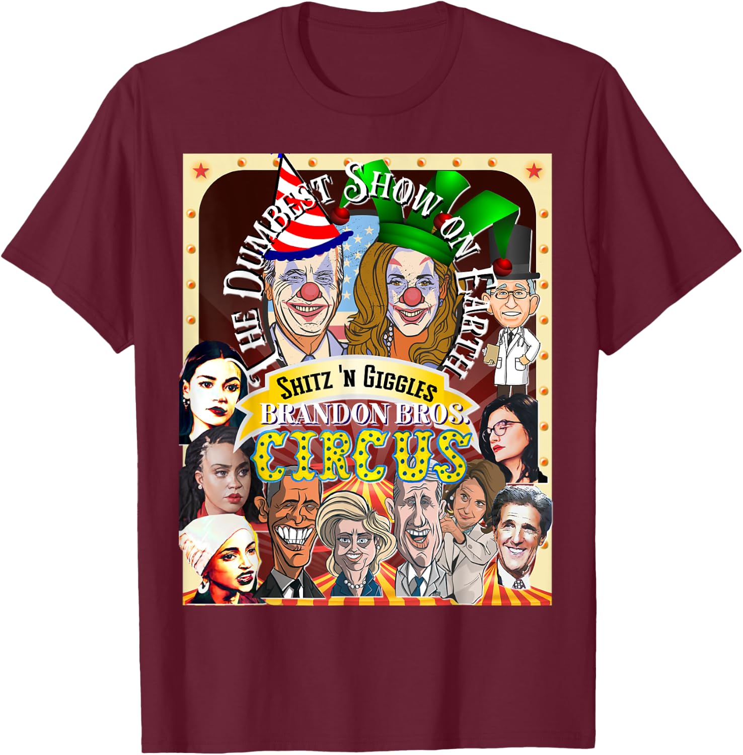 Biden Halloween Circus Dumbest Obama Funny Trump Halloween T-Shirt - T-Shirt | Maroon