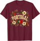 Portugal Floral Vintage Country Pride T-Shirt - T-Shirt | Maroon