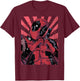 Marvel Deadpool Heart Hands , Black, S T-Shirt - T-Shirt | Maroon