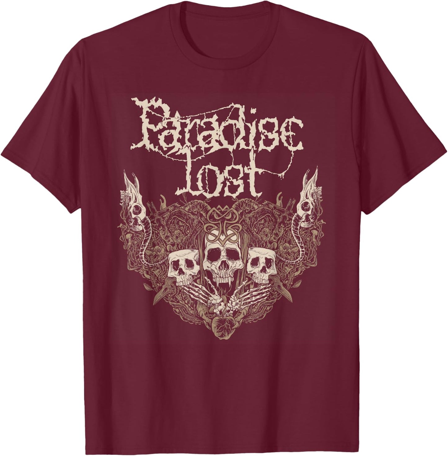 Paradise Lost - Gothic Skull T-Shirt - T-Shirt | Maroon