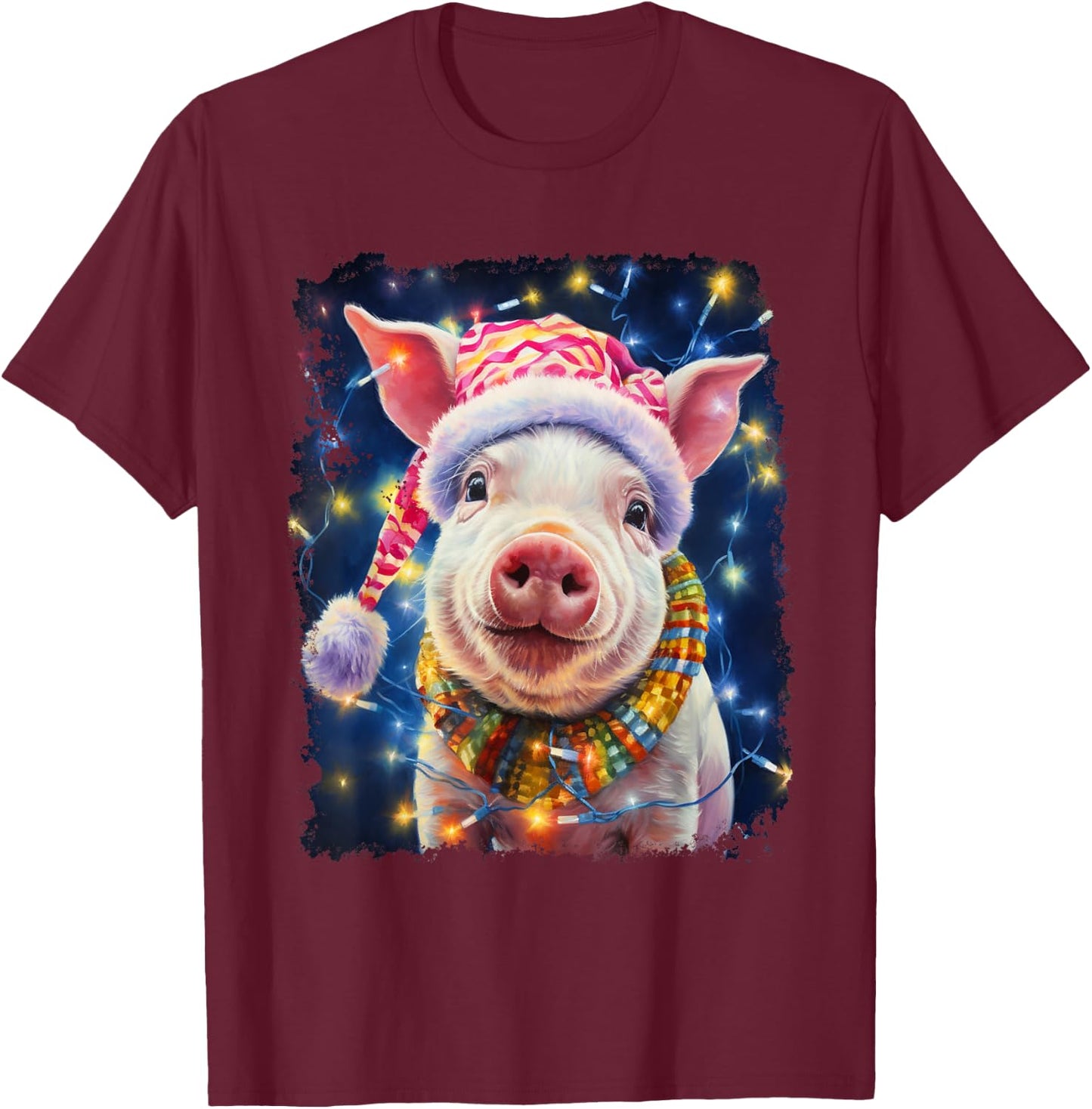 Christmas Pig T-Shirt - T-Shirt | Maroon