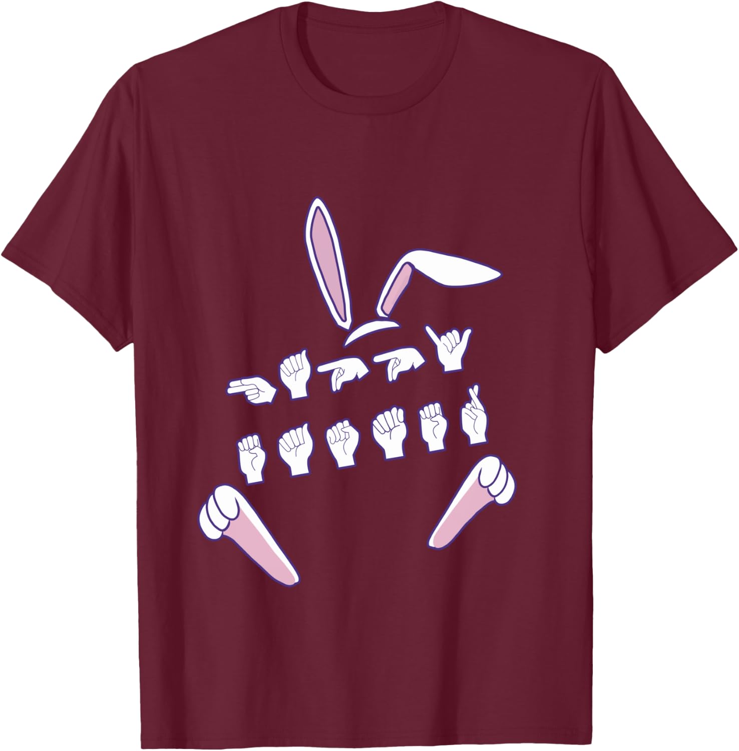 ASL Happy Easter Candy Sign Language Eggs Women Men Kids T-Shirt - T-Shirt | Maroon
