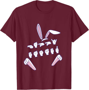 ASL Happy Easter Candy Sign Language Eggs Women Men Kids T-Shirt - T-Shirt | Maroon