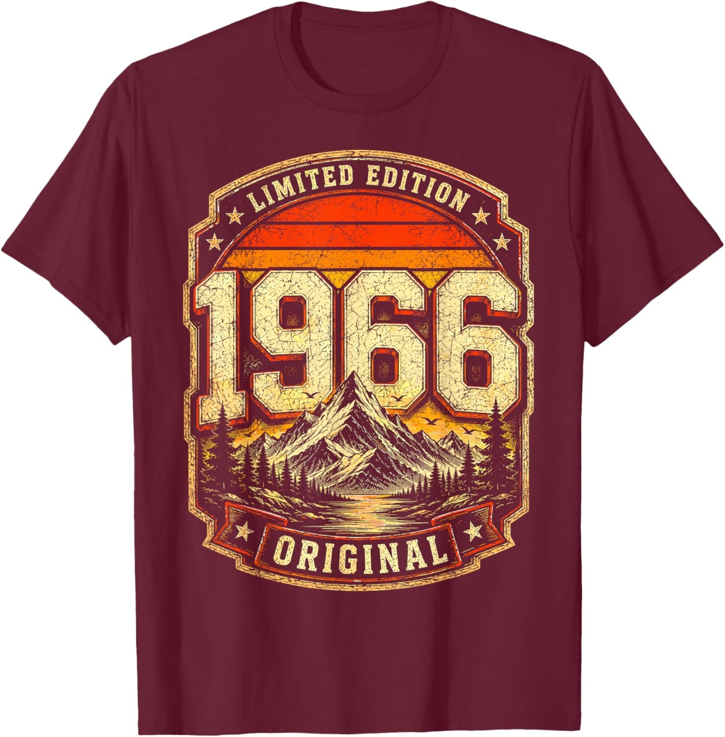 60e Anniversaire Homme Femme 60 Ans 1966 décoration Cadeau Amusant T-Shirt - T-Shirt | Maroon