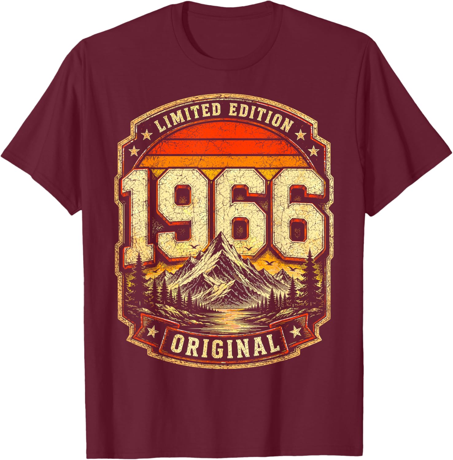 60e Anniversaire Homme Femme 60 Ans 1966 décoration Cadeau Amusant T-Shirt - T-Shirt | Maroon