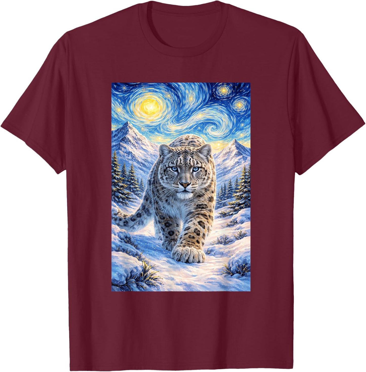 Snow Leopard T-Shirt - T-Shirt | Maroon
