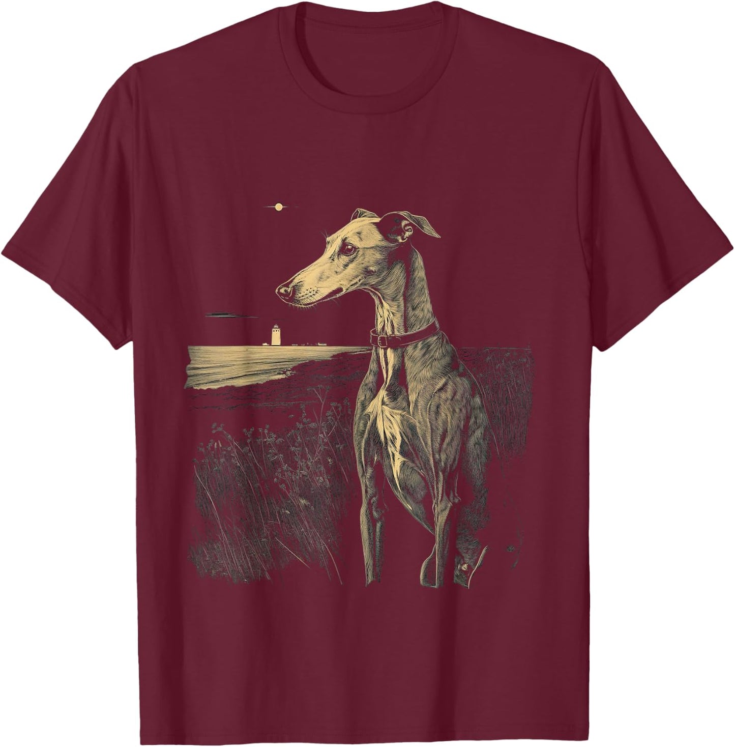 Windhund Greyhound Hund Illustration T-Shirt - T-Shirt | Maroon