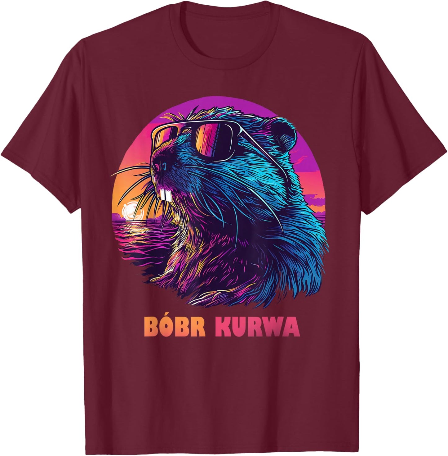 Lustiges Polnisches Biber Meme Bober Bóbr Kurwa T-Shirt - T-Shirt | Maroon