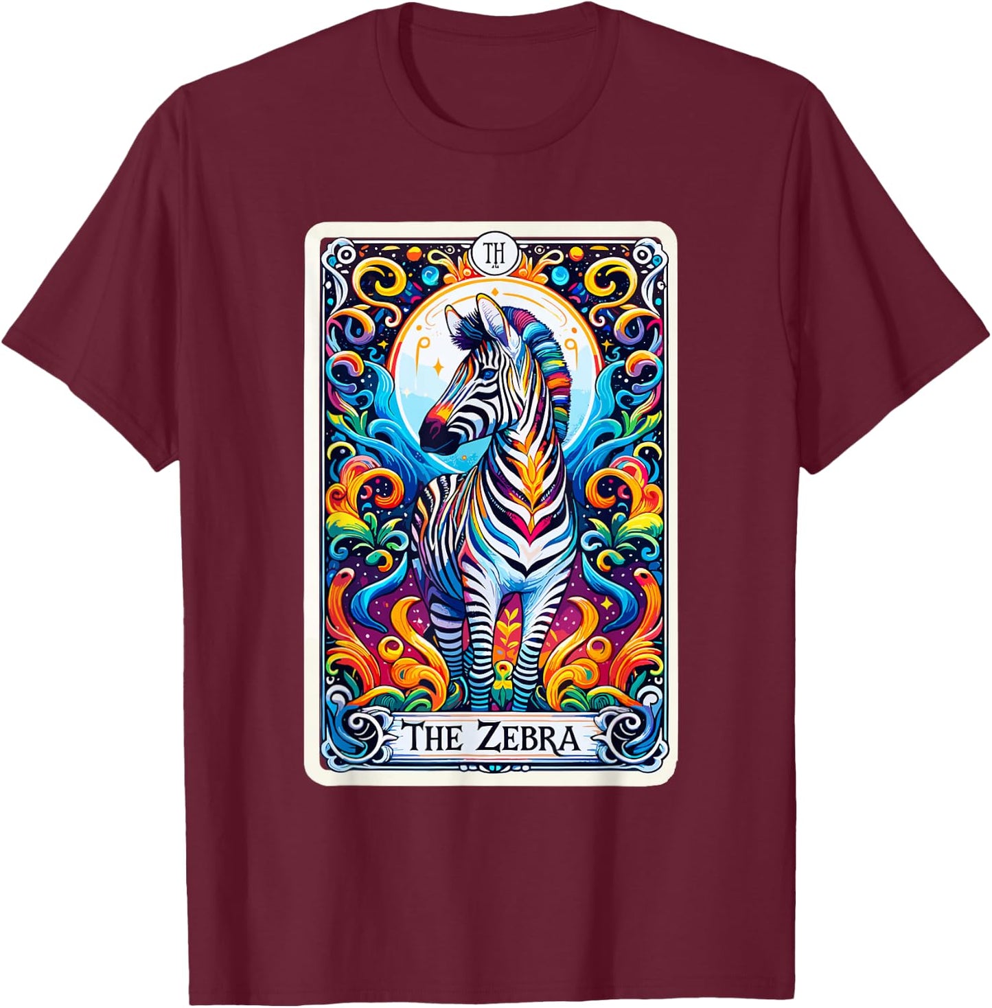 Psychic Tarot Card Zebra Lover Stuff Mystic Zebra T-Shirt - T-Shirt | Maroon