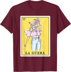 Funny Spanish-Mexican Bingo Gifts - La Guera T-Shirt - T-Shirt | Maroon