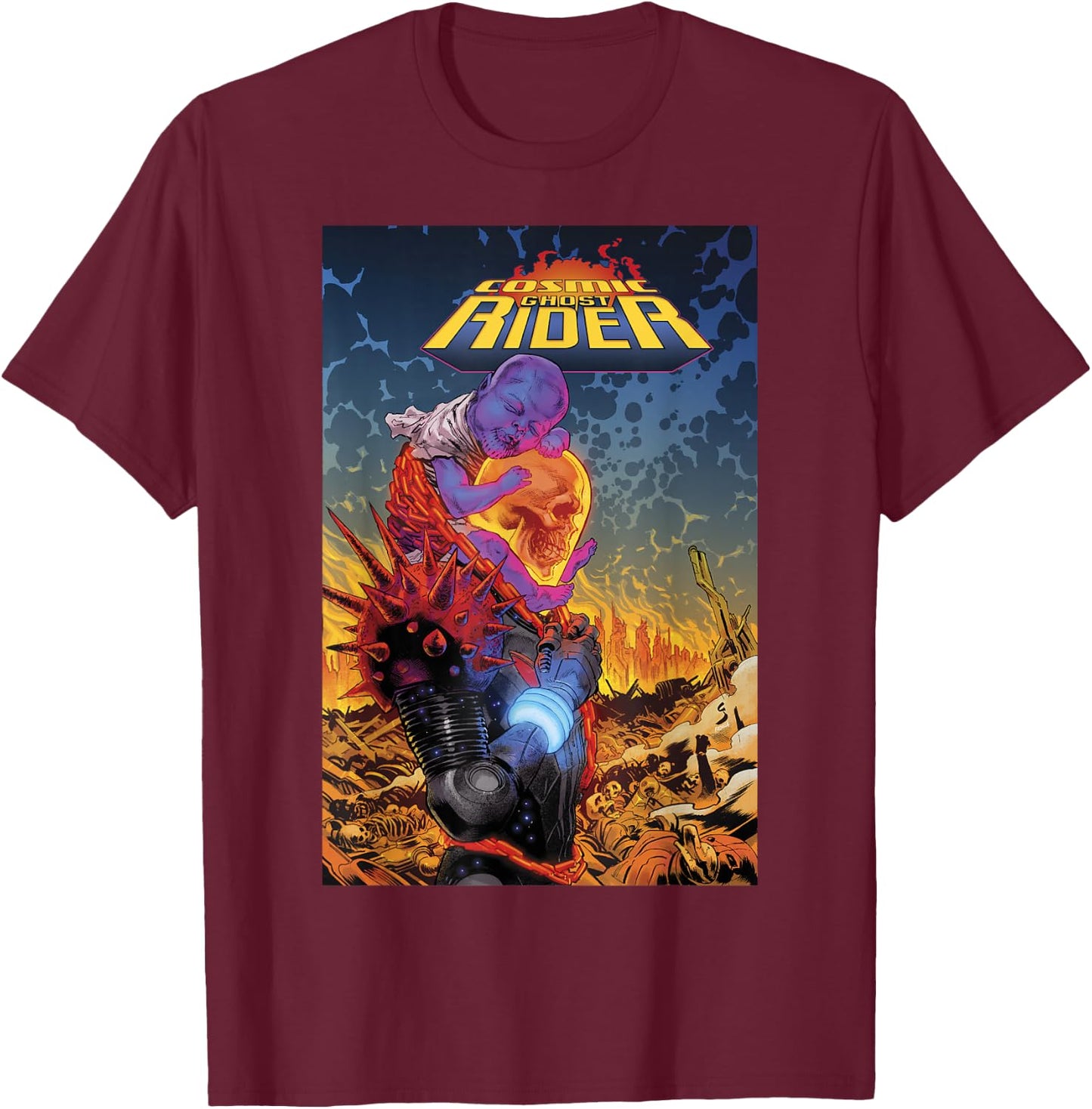 Marvel Cosmic Ghost Rider Comic Book Cover T-Shirt - T-Shirt | Maroon