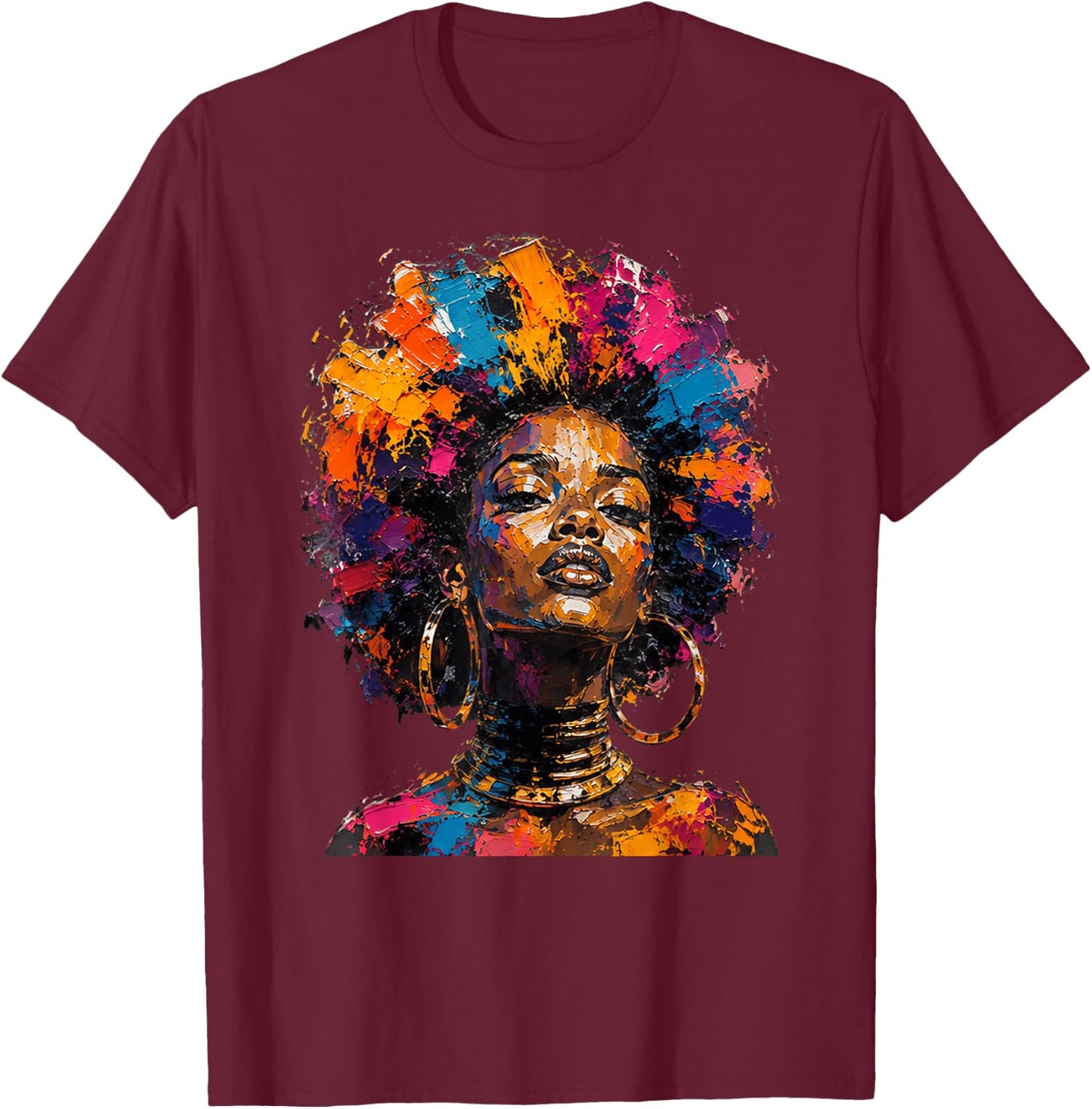 Juneteenth Black Queen Afro African Melanin Drippin T-Shirt - T-Shirt | Maroon