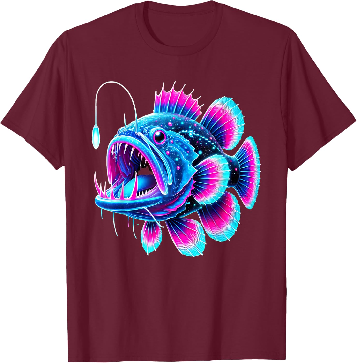 Angler Fish s Deep Sea Fishing T-Shirt - T-Shirt | Maroon