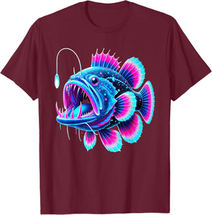 Angler Fish s Deep Sea Fishing T-Shirt - T-Shirt | Maroon