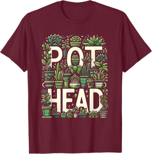 Funny Pot Plants Head Cute Funny Succulent Garden Gardening T-Shirt - T-Shirt | Maroon