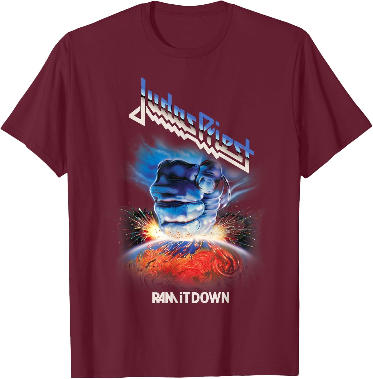 Judas Priest – Ram It down Logo T-Shirt - T-Shirt | Maroon