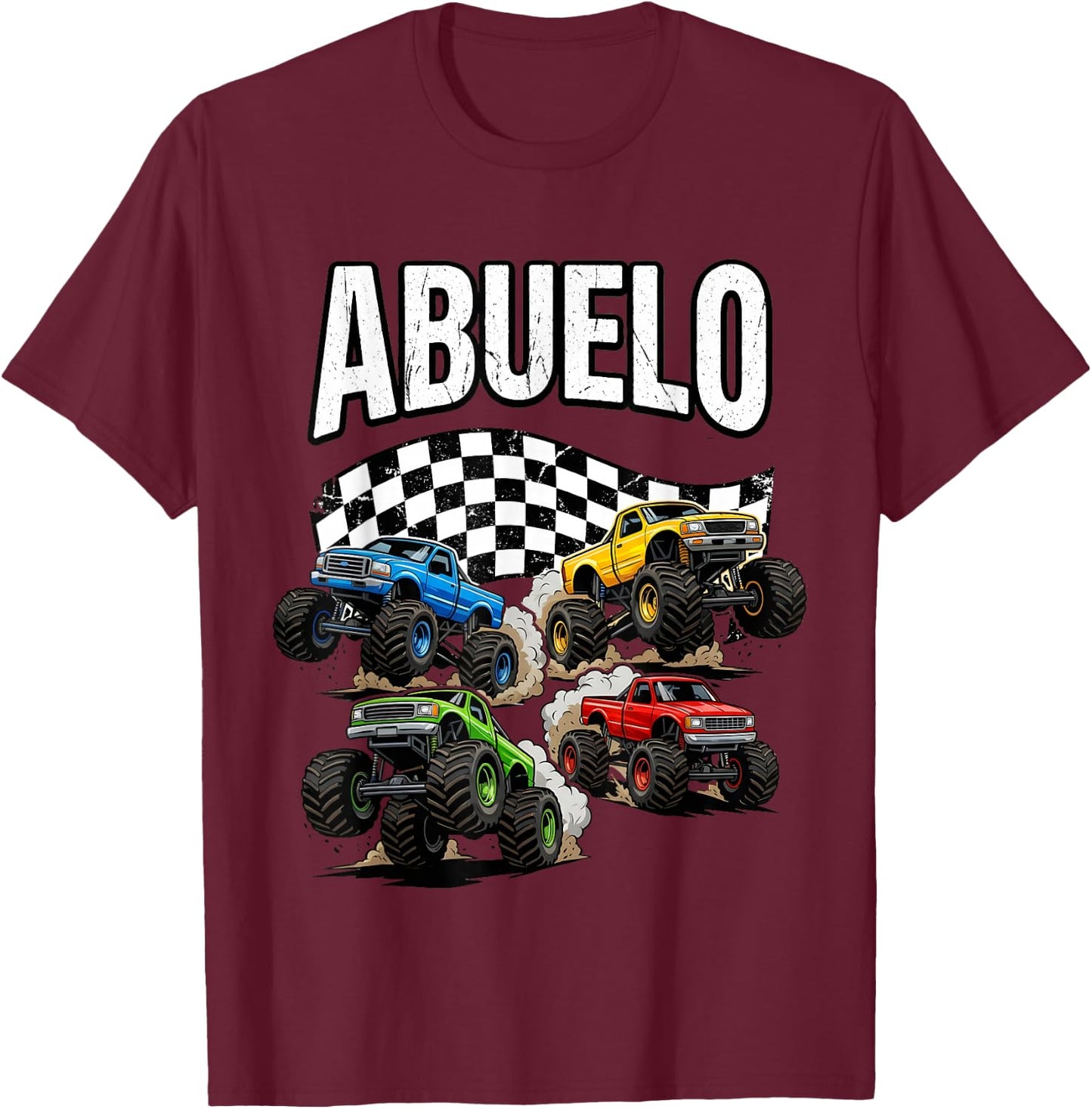 Monster Truck Abuelo Grandpa Birthday Family Crew Matching T-Shirt - T-Shirt | Maroon
