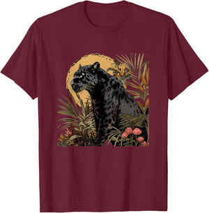 Panther Nature Wildlife Jungle Animal Art Panther Lover T-Shirt - T-Shirt | Maroon