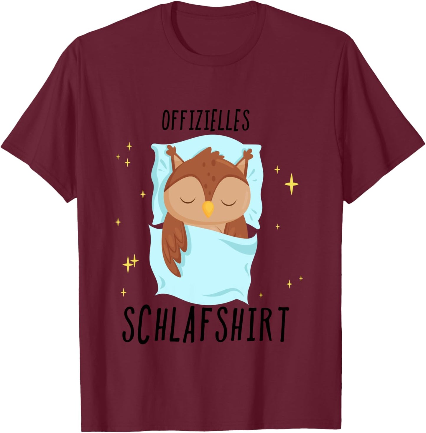 Eule Pyjama Schlafanzug Langarmshirt T-Shirt - T-Shirt | Maroon
