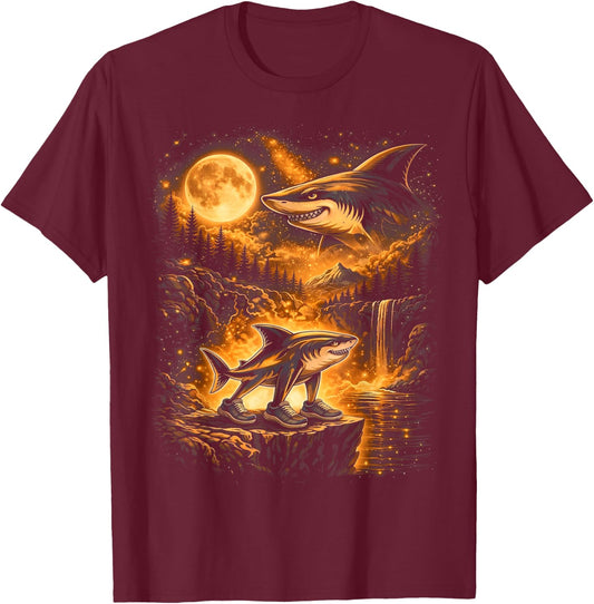Vintage Moonlight Tralalero Tralala Brainrot Gifts for Kids T-Shirt - T-Shirt | Maroon