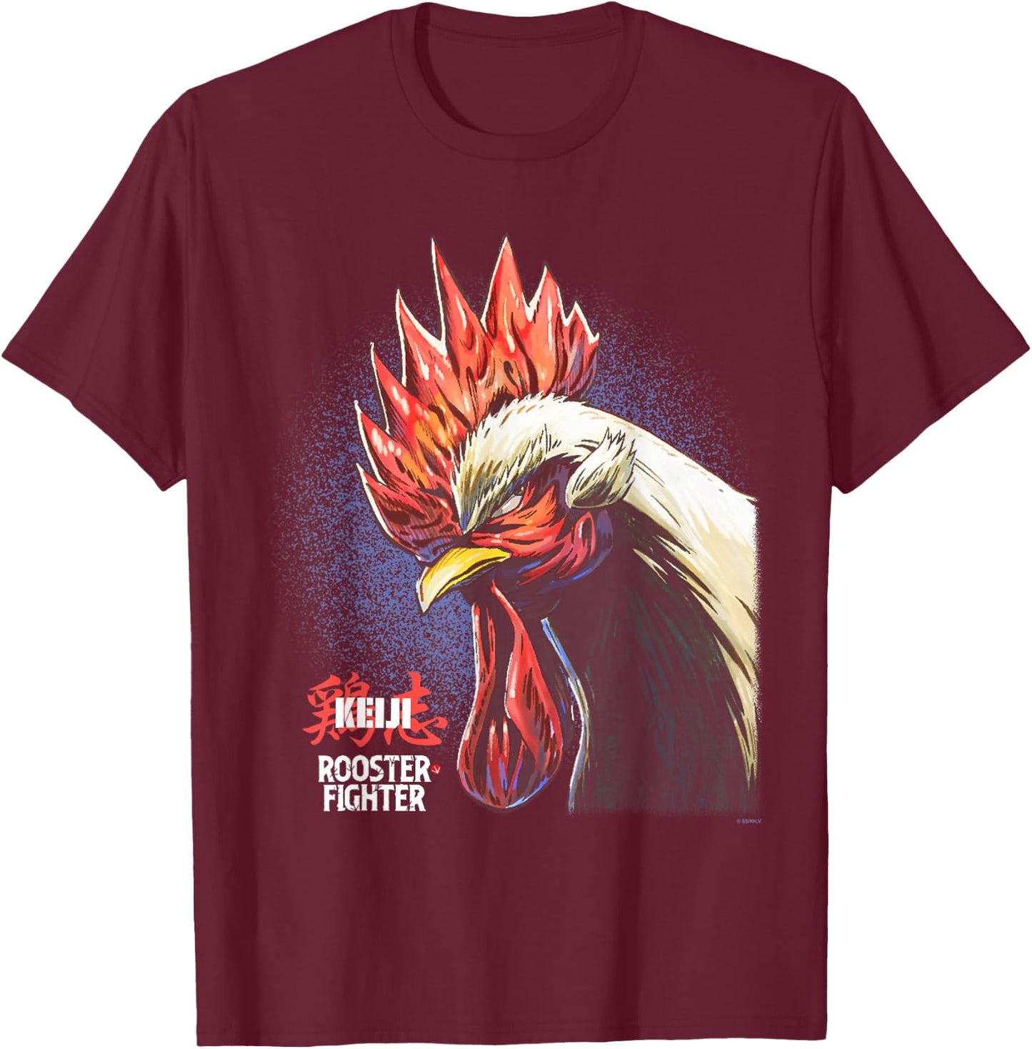 Rooster Fighter Keiji Jumbo Portrait with Logo Anime T-Shirt - T-Shirt | Maroon