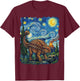 Ankylosaurus Starry Night T-Shirt - T-Shirt | Maroon