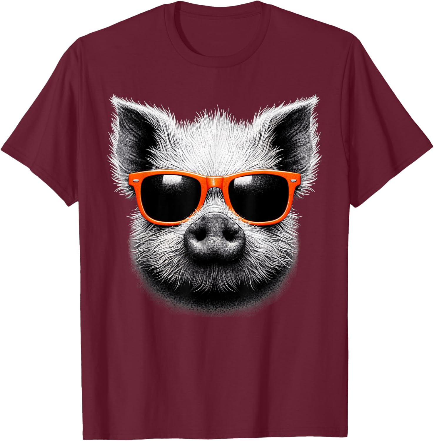 Cool Pig Wearing Sunglasses Graphic Art T-Shirt - T-Shirt | Maroon