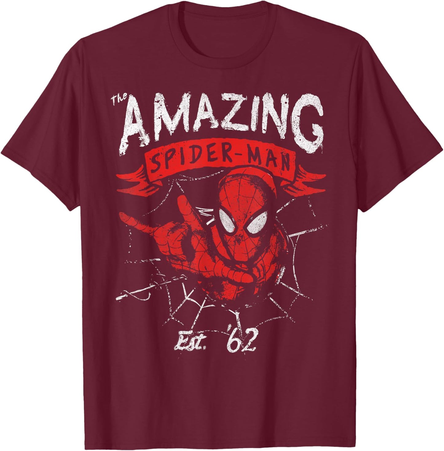 Marvel The Amazing Spider-Man Banner Logo Portrait T-Shirt - T-Shirt | Maroon