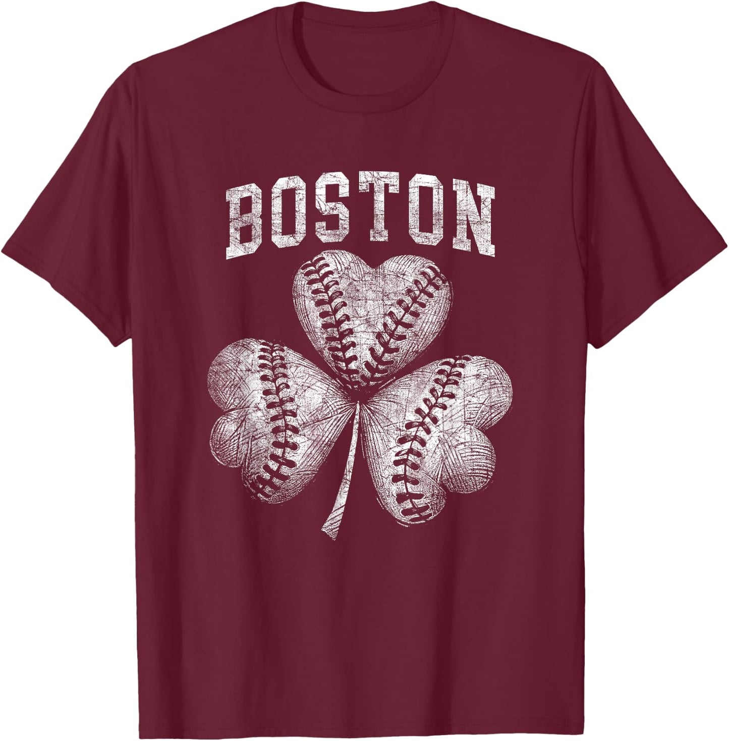 Vintage Shamrock St Patrick's Boston Irish American T-Shirt - T-Shirt | Maroon