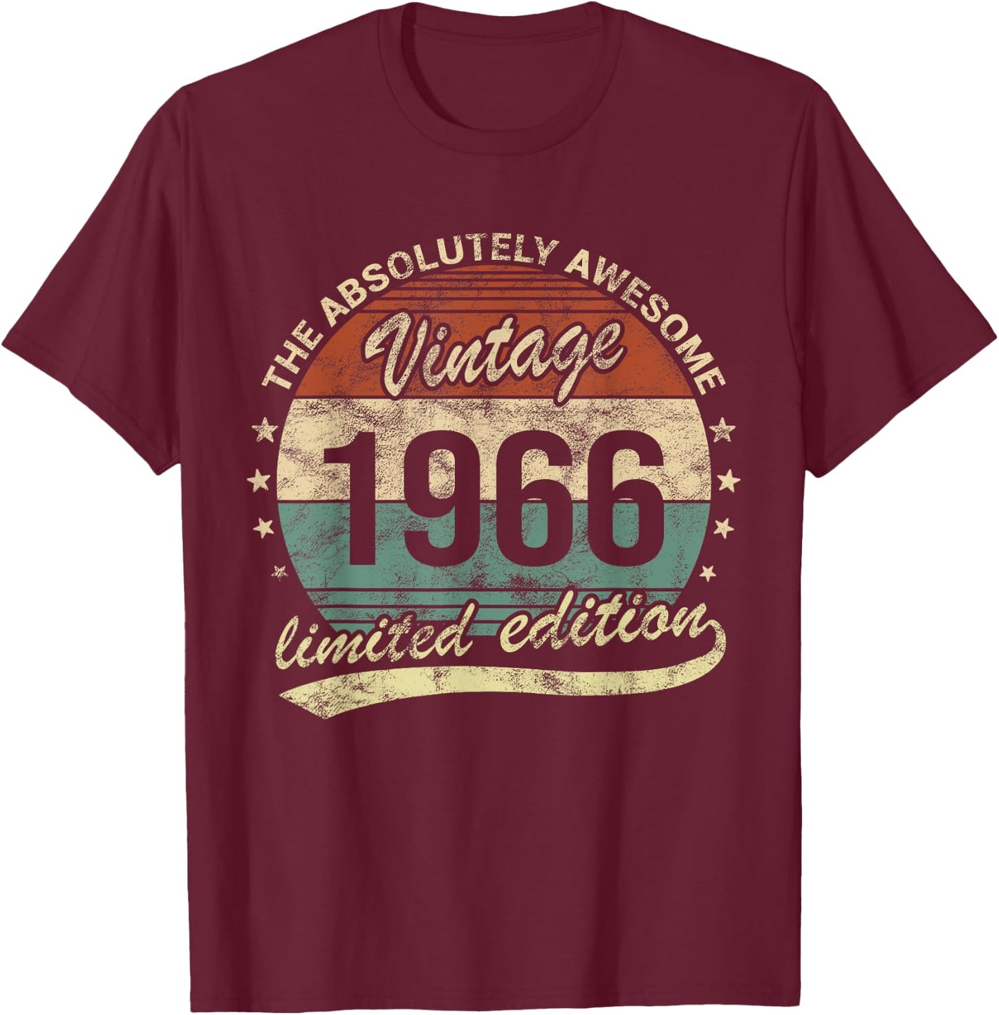60. Geburtstag 1966 The Absolutely Awesome Vintage Man Woman T-Shirt - T-Shirt | Maroon