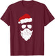 Hipster Santa Beard Aviator Sunglasses and Hat Shirt T-Shirt - T-Shirt | Maroon
