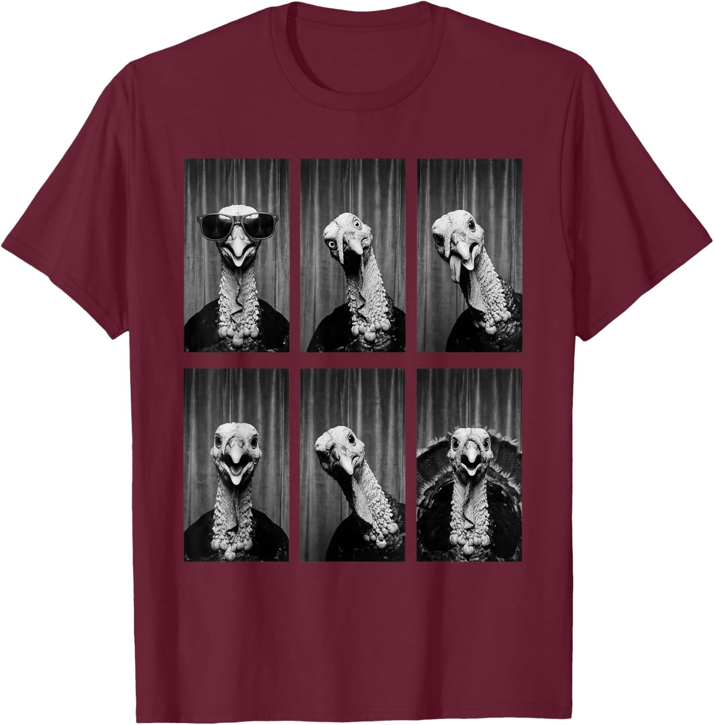 Turkey Photobooth Bird Funny Animal Portrait T-Shirt - T-Shirt | Maroon